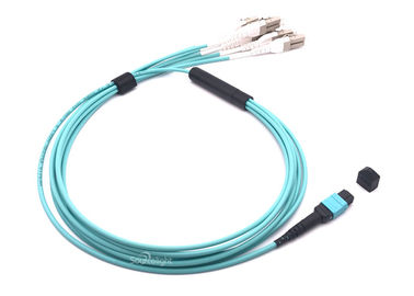 China Green Mpo Mtp To Lc Multimode Fiber Optic Cable Fanout 8f Cores 3.0mm To 2.0mm supplier